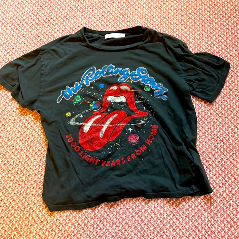 DAYDREAMER Rolling Stones Galaxy Boyfriend Tee in Vintage Black